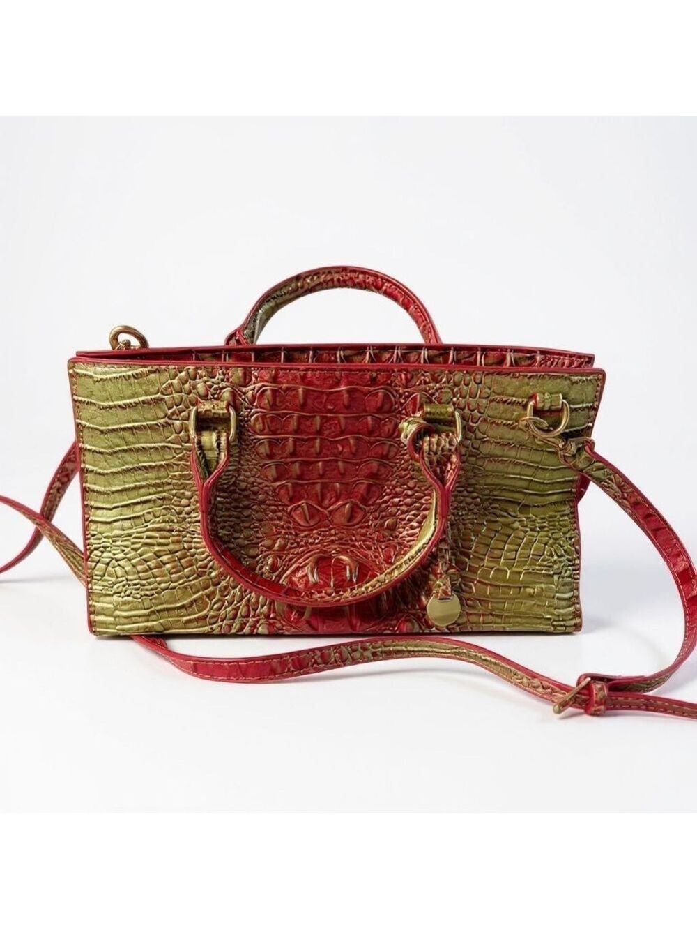 Red and Green Crocodile Embossed Crossbody Handbag, Medium Size,Not Leather.